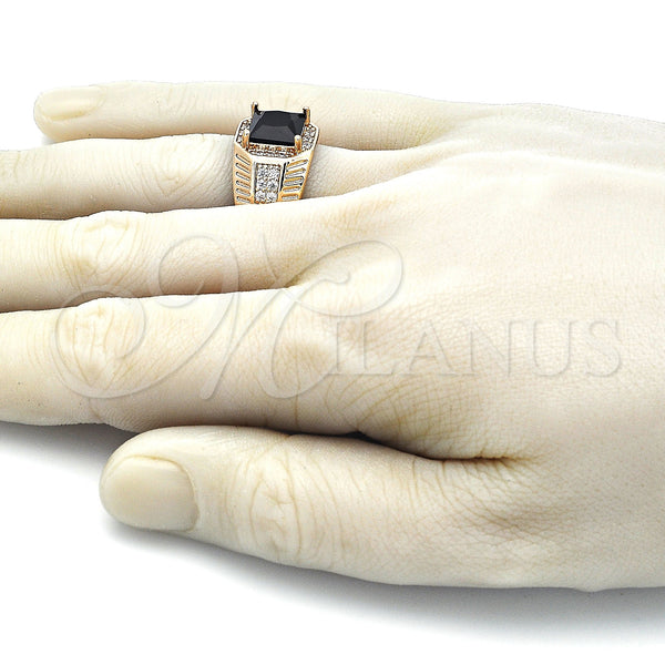 Gold Filled Ring — Mens Ring with Black Cubic Zirconia and White — alternate product view — SKU 144164 | Oro Laminado anillo — Mens Ring with negro Cubic Zirconia and blanco — SKU 144164