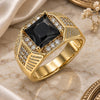 Oro Laminado Mens Ring, Gold Filled Style with Black Cubic Zirconia and White Micro Pave, Polished, Golden Finish, 01.266.0046.2.10 (Size 10)