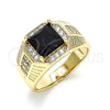 Oro Laminado Mens Ring, Gold Filled Style with Black Cubic Zirconia and White Micro Pave, Polished, Golden Finish, 01.266.0046.2.11 (Size 11)