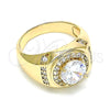 Oro Laminado Mens Ring, Gold Filled Style with White Cubic Zirconia and White Micro Pave, Polished, Golden Finish, 01.266.0047.12 (Size 12)