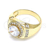 Oro Laminado Mens Ring, Gold Filled Style with White Cubic Zirconia and White Micro Pave, Polished, Golden Finish, 01.266.0047.12 (Size 12)
