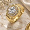 Oro Laminado Mens Ring, Gold Filled Style with White Cubic Zirconia and White Micro Pave, Polished, Golden Finish, 01.266.0047.12 (Size 12)