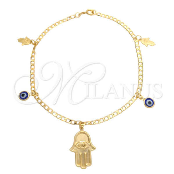 Gold Filled Anklet — Charm Anklet Judaica and Hand of God Design — main product view — SKU 144174 | Oro Laminado tobillera — Charm Anklet Judaica and Hand of God diseño — SKU 144174