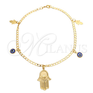 Gold Filled Anklet — Charm Anklet Judaica and Hand of God Design — main product view — SKU 144174 | Oro Laminado tobillera — Charm Anklet Judaica and Hand of God diseño — SKU 144174