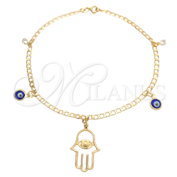Gold Filled Anklet — Charm Anklet Judaica and Hand of God Design — main product view — SKU 144175 | Oro Laminado tobillera — Charm Anklet Judaica and Hand of God diseño — SKU 144175