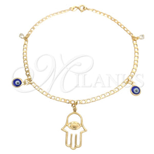 Gold Filled Anklet — Charm Anklet Judaica and Hand of God Design — main product view — SKU 144175 | Oro Laminado tobillera — Charm Anklet Judaica and Hand of God diseño — SKU 144175