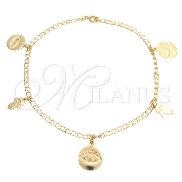 Gold Filled Anklet — Charm Anklet Judaica and Hand of God Design — main product view — SKU 144177 | Oro Laminado tobillera — Charm Anklet Judaica and Hand of God diseño — SKU 144177