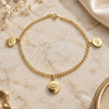 Oro Laminado Charm Anklet , Gold Filled Style Evil Eye and Concave Cuban Design, Polished, Golden Finish, 03.58.0060.10 (04 MM Thickness, 10 Inches Length)