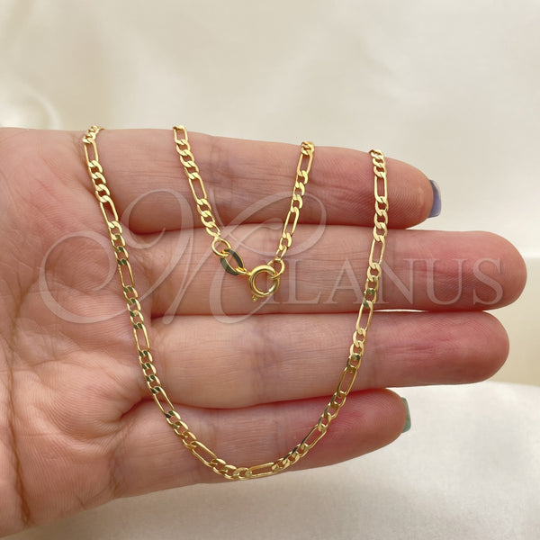 Gold Filled Necklace — Basic Necklace Figaro Design Polished 04.58. 0.80 Gauge — alternate product view — SKU 144187 | Oro Laminado collar — básico Necklace Figaro diseño pulido 04.58. 0.80 Gauge — SKU 144187