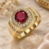 Oro Laminado Mens Ring, Gold Filled Style with Garnet Cubic Zirconia and White Micro Pave, Polished, Golden Finish, 01.266.0047.1.10 (Size 10)