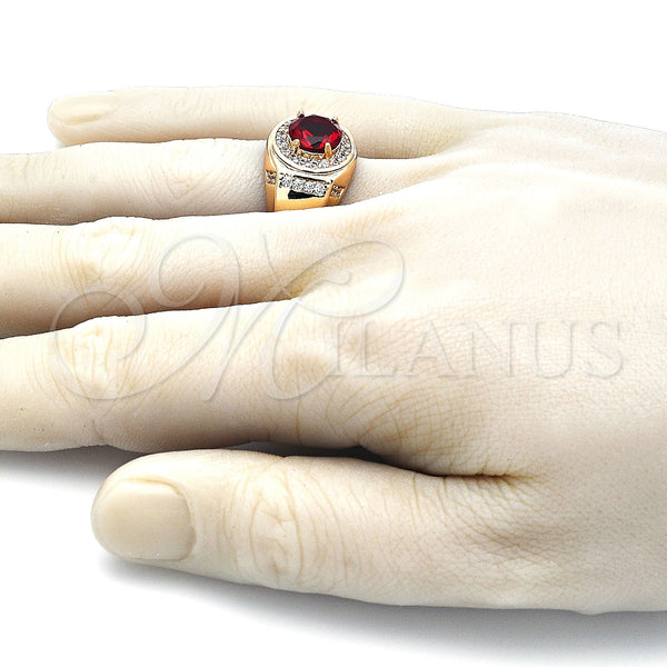 Gold Filled Ring — Mens Ring with Garnet Cubic Zirconia and White — alternate product view — SKU 144191 | Oro Laminado anillo — Mens Ring with Garnet Cubic Zirconia and blanco — SKU 144191