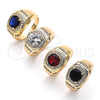 Oro Laminado Mens Ring, Gold Filled Style with Garnet and White Cubic Zirconia, Polished, Golden Finish, 01.266.0047.1.12 (Size 12)