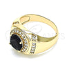 Oro Laminado Mens Ring, Gold Filled Style with Black Cubic Zirconia and Pink Micro Pave, Polished, Golden Finish, 01.266.0047.2.11 (Size 11)