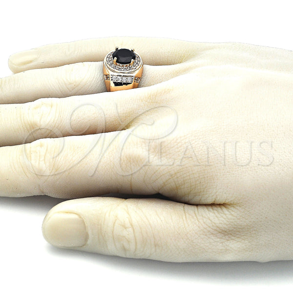 Gold Filled Ring — Mens Ring with Black Cubic Zirconia and White — alternate product view — SKU 144195 | Oro Laminado anillo — Mens Ring with negro Cubic Zirconia and blanco — SKU 144195