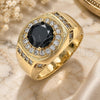 Oro Laminado Mens Ring, Gold Filled Style with Black Cubic Zirconia and White Micro Pave, Polished, Golden Finish, 01.266.0047.2.12 (Size 12)