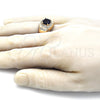 Oro Laminado Mens Ring, Gold Filled Style with Sapphire Blue Cubic Zirconia and White Micro Pave, Polished, Golden Finish, 01.266.0047.3.10 (Size 10)
