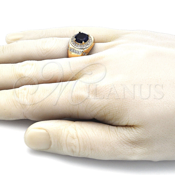 Gold Filled Ring — Mens Ring with Sapphire Blue Cubic Zirconia and — alternate product view — SKU 144198 | Oro Laminado anillo — Mens Ring with Sapphire Blue Cubic Zirconia and — SKU 144198