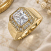 Oro Laminado Mens Ring, Gold Filled Style with White Cubic Zirconia and White Micro Pave, Polished, Golden Finish, 01.266.0016.3.12 (Size 12)