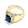 Oro Laminado Mens Ring, Gold Filled Style with Sapphire Blue Cubic Zirconia and White Micro Pave, Polished, Golden Finish, 01.266.0016.2.10 (Size 10)