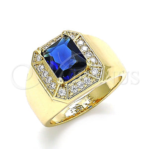 Gold Filled Ring — Mens Ring with Sapphire Blue Cubic Zirconia and — main product view — SKU 144202 | Oro Laminado anillo — Mens Ring with Sapphire Blue Cubic Zirconia and — SKU 144202