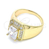 Oro Laminado Mens Ring, Gold Filled Style with White Cubic Zirconia and White Micro Pave, Polished, Golden Finish, 01.266.0016.3.10 (Size 10)