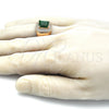 Oro Laminado Mens Ring, Gold Filled Style with Green Cubic Zirconia and White Micro Pave, Polished, Golden Finish, 01.266.0016.4.11 (Size 11)