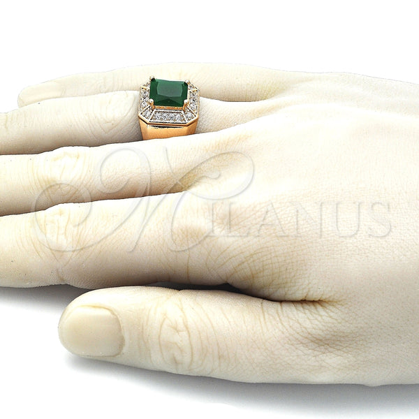 Gold Filled Ring — Mens Ring with Green Cubic Zirconia and White — alternate product view — SKU 144206 | Oro Laminado anillo — Mens Ring with Green Cubic Zirconia and blanco — SKU 144206