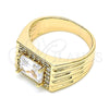 Oro Laminado Mens Ring, Gold Filled Style with White Cubic Zirconia and White Micro Pave, Polished, Golden Finish, 01.266.0048.11 (Size 11)