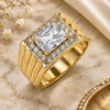 Oro Laminado Mens Ring, Gold Filled Style with White Cubic Zirconia and White Micro Pave, Polished, Golden Finish, 01.266.0048.11 (Size 11)