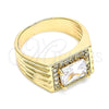 Oro Laminado Mens Ring, Gold Filled Style with White Cubic Zirconia and White Micro Pave, Polished, Golden Finish, 01.266.0048.12 (Size 12)