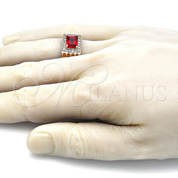 Gold Filled Ring — Mens Ring with Garnet Cubic Zirconia and White — alternate product view — SKU 144210 | Oro Laminado anillo — Mens Ring with Garnet Cubic Zirconia and blanco — SKU 144210