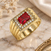 Oro Laminado Mens Ring, Gold Filled Style with Garnet Cubic Zirconia and White Micro Pave, Polished, Golden Finish, 01.266.0048.1.10 (Size 10)