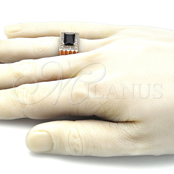 Gold Filled Ring — Mens Ring with Black Cubic Zirconia and White — alternate product view — SKU 144213 | Oro Laminado anillo — Mens Ring with negro Cubic Zirconia and blanco — SKU 144213