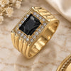 Oro Laminado Mens Ring, Gold Filled Style with Black Cubic Zirconia and White Micro Pave, Polished, Golden Finish, 01.266.0048.2.10 (Size 10)