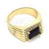 Oro Laminado Mens Ring, Gold Filled Style with Black Cubic Zirconia and White Micro Pave, Polished, Golden Finish, 01.266.0048.2.12 (Size 12)
