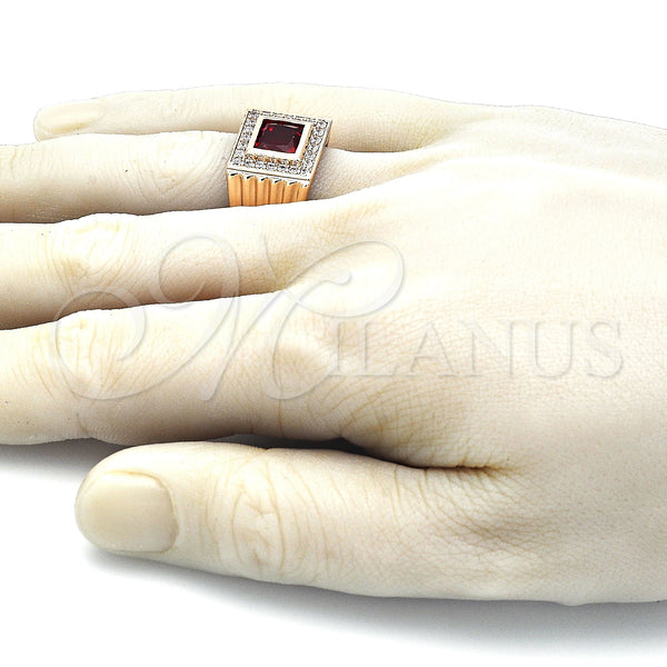Gold Filled Ring — Mens Ring with Garnet Cubic Zirconia and White — alternate product view — SKU 144219 | Oro Laminado anillo — Mens Ring with Garnet Cubic Zirconia and blanco — SKU 144219