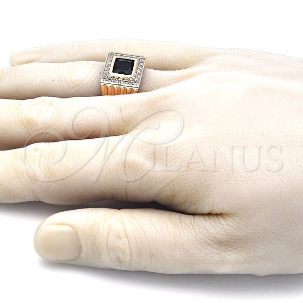 Gold Filled Ring — Mens Ring with Black Cubic Zirconia and White — alternate product view — SKU 144223 | Oro Laminado anillo — Mens Ring with negro Cubic Zirconia and blanco — SKU 144223