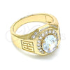 Oro Laminado Mens Ring, Gold Filled Style with White Cubic Zirconia and White Micro Pave, Polished, Golden Finish, 01.266.0050.10 (Size 10)