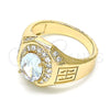 Oro Laminado Mens Ring, Gold Filled Style with White Cubic Zirconia and White Micro Pave, Polished, Golden Finish, 01.266.0050.10 (Size 10)