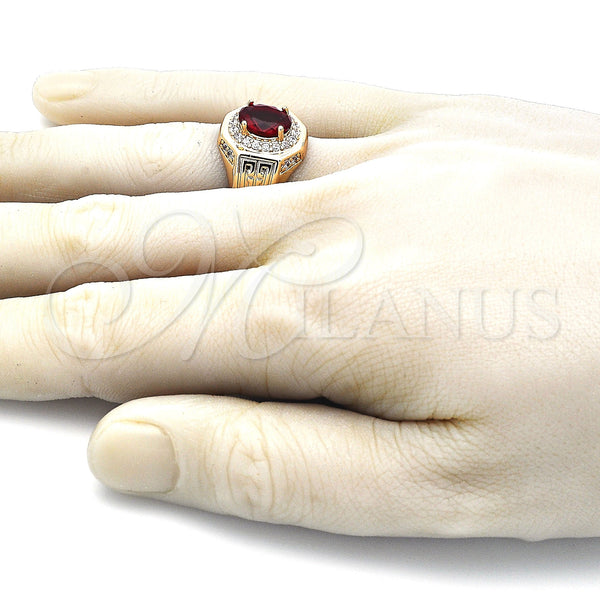 Gold Filled Ring — Mens Ring with Garnet Cubic Zirconia and White — alternate product view — SKU 144230 | Oro Laminado anillo — Mens Ring with Garnet Cubic Zirconia and blanco — SKU 144230