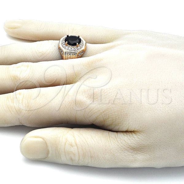 Gold Filled Ring — Mens Ring with Black Cubic Zirconia and White — alternate product view — SKU 144231 | Oro Laminado anillo — Mens Ring with negro Cubic Zirconia and blanco — SKU 144231
