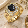 Oro Laminado Mens Ring, Gold Filled Style with Black Cubic Zirconia and White Micro Pave, Polished, Golden Finish, 01.266.0050.2.10 (Size 10)