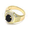 Oro Laminado Mens Ring, Gold Filled Style with Black Cubic Zirconia and White Micro Pave, Polished, Golden Finish, 01.266.0050.2.11 (Size 11)