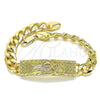 Oro Laminado Fancy Bracelet, Gold Filled Style Santa Muerte and Curb Design, Polished, Golden Finish for wholesale, additional product view 5