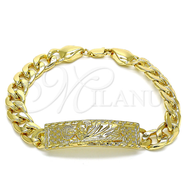 Gold Filled Bracelet — Fancy Bracelet San Judas and Miami Cuban Design — main product view — SKU 144241 | Oro Laminado brazalete — elegante Bracelet San Judas and Miami Cuban diseño — SKU 144241