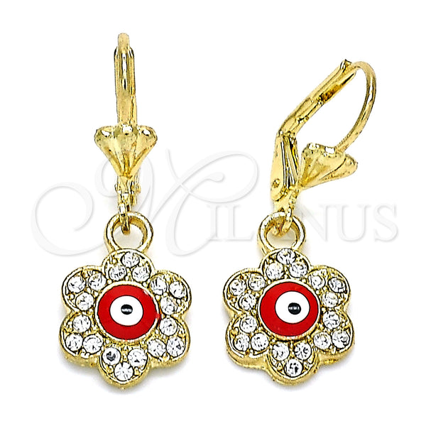 Gold Filled Ring — Dangle Earring Evil Eye and Flower Design with — main product view — SKU 144249 | Oro Laminado anillo — Dangle Earring Evil Eye and flor diseño with — SKU 144249