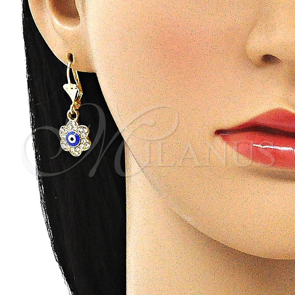 Gold Filled Ring — Dangle Earring Evil Eye and Flower Design with — alternate product view — SKU 144250 | Oro Laminado anillo — Dangle Earring Evil Eye and flor diseño with — SKU 144250