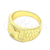 Oro Laminado Mens Ring, Gold Filled Style San Judas Design, Polished, Golden Finish, 01.380.0009.11 (Size 11)