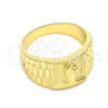 Oro Laminado Mens Ring, Gold Filled Style San Judas Design, Polished, Golden Finish, 01.380.0009.12 (Size 12)
