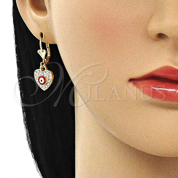 Gold Filled Ring — Dangle Earring Evil Eye and Heart Design with — alternate product view — SKU 144262 | Oro Laminado anillo — Dangle Earring Evil Eye and corazón diseño with — SKU 144262